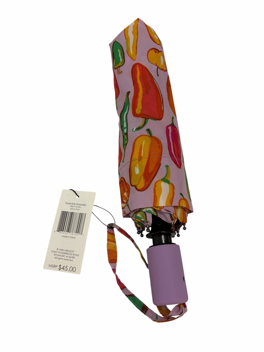 Vera Bradley Spice It Up Print Bright Peppers Auto Open & Close Umbrella